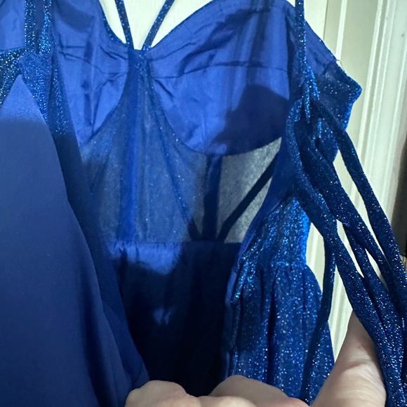 Royal blue corset top dress with built in cups Size 14 - Picture 3 of 4
